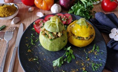 Courgettes farcies au poulet au curry